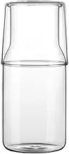 Bedside Water Carafe Set with Tumbler Glass Set for Bedroom Nightstand, Glass Mouthwash Bottle for Bathroom,Household Glass Juice Water Pitcher,Cold Water Bottle with Cup Set,17.5 oz/500ml (Clear)