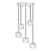 Telbix Zaha 5 Crystal Pendant Light Chrome