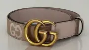 Gucci Women's GG Marmont Wide Belt in Pink Canvas/Leather 80/32 Italy 400593 NWT