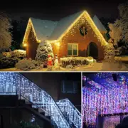 96/216 LED Icicle Curtain String Lights 8 Modes Lights Xmas Wedding Party Decor