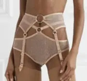 Agent Provocateur Phoebe Metallic Rose Suspender&Brief/both sz. AP4 NWT