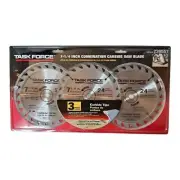 Task Force Blade Set Tools 7-1/4" Combination Carbide Tip 3 Saw Blades NIP