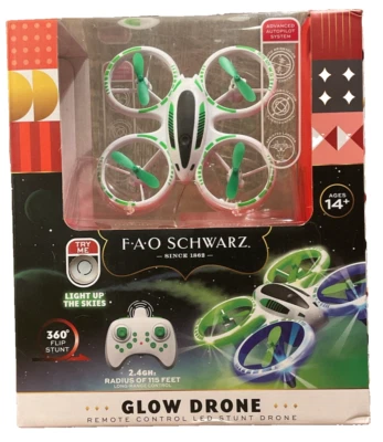 FAO Schwarz Glow Drone Remote Control LED Stunt Drone Advanced Autopilot System