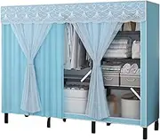 Portable Closet Closet Steel Saves Space Wardrobe Closet Easy to Assemble Gauze Curtain Portable Wardrobe for Bedroom Hanging Clothes Closet Spacious