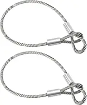 OTOTEC 2PCS Stainless Steel Wire Cable with Double Looped Ends Length 50cm Diameter 6mm Breaking Strength 2300N Normal Load 220kg Outdoor Travel Safety Rope for Hanging and Fixing for Luggage Lock