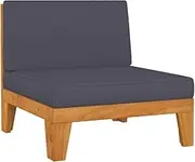 Outdoor Sectional Middle Sofa with Dark Grey Cushions, Assembly Required, Weather-Resistant and Highly Durable, Modular Design, 66x68.5x62cm Solid Acacia Wood