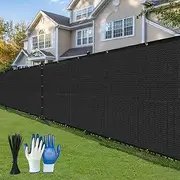 [TFMUZERT] 4' x 50' Fence Privacy Screen, Upgrade 220 GSM Privacy Fence Panels for Outside, Commercial Grade Fence Cover with Brass Grommets for Outdoor, Backyard, Patio, Balcony (Black)