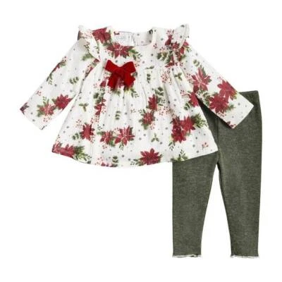 Mud Pie Classic Christmas Poinsettia Tunic & Legging Set 3-6M 6-9M 9-12M 12-18M