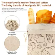 Drawstring Bread Bag with Bowl Cover Linen Bread Storage Bag Reusable FaEAm