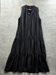 New Autograph Womens A-line Maxi Dress Plus Size 16 Black Metallic Dot