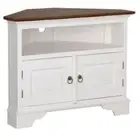 JEREMIAH SOLID MAHOGANY CORNER TV ENTERTAINMENT UNIT ETU 2 DOORS WHITE/CARAMEL