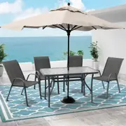 ALFORDSON 5PCS Outdoor Dining Set Table and Chairs Patio Furniture Grey