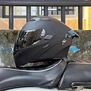 Motorbike Modular Helmet, Full Face Flip Up Motorcycle Helmets Full Face Helmets Front Flip-Up Modular Helmets with Double Visor Crash Helmet DOT/ECE Approved E,XL=61-62CM