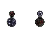 DAVID YURMAN ST. SILVER CABLE OSETRA BERRIES GARNET AMETHYST 16 mm EARRINGS NEW