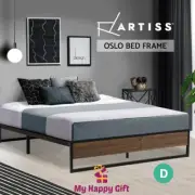 Artiss Metal Bed Frame DOUBLE Size Mattress Base Foundation Wooden Black OSLO