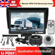 7" Quad Monitor RearView CCD Reverse Camera w/4Pin Trailer Suzy Coil Cable Truck