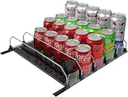 BUDO Soda Can Organizer for Fridge, Self-Pushing Drink Holder for Refrigerator, Adjustable Width Beverage Water Beer Storage for Kitchen Pantry, Holds up to 30 Cans (16.4inch, 5 Rows)