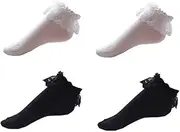 WOFASHPURET Japanese Style Lace Socks 3 Pairs of Women's Short Ankle Socks Elastic Breathable for Spring