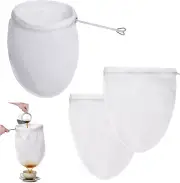 3 Pcs Ultra Fine Mesh Strainer Bags, Cheesecloth Strainer with Handle, Reusable