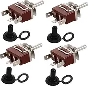 JUMPLAWN 4 Sets Way Toggle Switches for Automotive Use Heavy Duty Off Design Easy Installation for Modifications Durable with Protective Covers