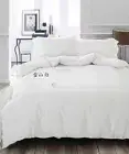 100% Cotton 300T All Size White Quilt Cover Set, Flat/Fitted Sheet, Pillow Case