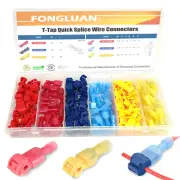 120Pc T-Tap Quick Splice Wire Connectors 24-10 Gauge Disconnects Crimp Terminals
