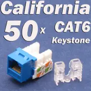 Lot 50 x Keystone 8P8C CAT6 RJ45 Network 110 Style Socket Punch Down Jack Blue