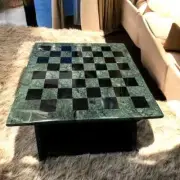 Green Marble Chess Table Top, Marble Chess Board Set, Marble Vintage Chess Gifts