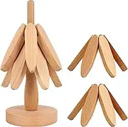 XINQUILIFY Wooden Tree Coaster，Tree Shape Trivet Set,Trivets for Hot Dishes - 4 Wooden Trivet + 1 Stand (Wood Color)
