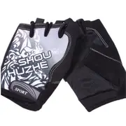 2PAIR Cycling Sports Anti Skid Particles Half Finger Gloves BLACK COLOR