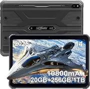 R10 Pro Rugged Tablet 2025-20GB + 256GB/TF 1TB Android 14 Tablet, 10.1inch HD+ Waterproof Tablets, 10800mAh Battery, 13MP+5MP Camera, Octa-Core/Dual SIM 4G/WLAN 5/IP68&IP69K/Face ID/GPS/OTG