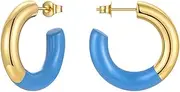 Ear Studs Colorful Epoxy Earrings for Women Stainless Steel Stud Eearings Gold Color Fashion Jewelry Christmas Ear Stud (Size : Gold with Blue)