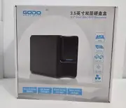 GODO 3.5" Dual Bay HDD Hard Drive Enclosure USB 3.0 SATA LED Light Fast SEALED