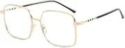 QxAiVMin Oversized Square Metal Reading Glasses Women Men, Lady Large Frame Eyeglasses, Blue Light Blocking Computer Readers