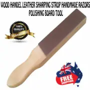 Wood Handle Leather Strop Sharpening 2 Sided Knives Razors Polish Tool 1PCS