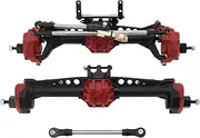 1/10 Front and Rear Axle Set for Ax&ial S&CX10 S&CX10 II 1/10 RC Crawler Upgrade Pasrts Nylon Axles Steel Gears and Metal Bearings Fr&on&t & Rear Portal Axles(Red)