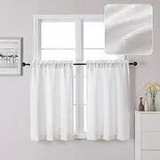 Chyhomenyc Bennet Natural Linen Curtains 30 Inch Length, Faux Linen Textured Small Cafe Curtains, Light Filtering Short Curtains for Bathroom Curtains Window, 30x30 Inch, 2PCS, Natural
