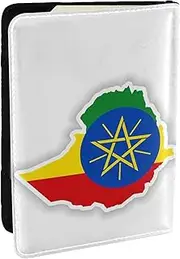 [JEJEA] Ethiopia Flag Map Print Travel Organizer Credit Cards Case Passport BookPassport Holder Cover Wallet forTraveling,, Black, One Size