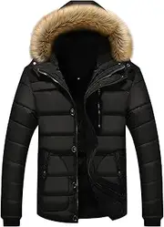 [Generic] Men's Winter Hooded Jacket Male Fur Collar Sherpa Lined Hood Jacket Man Winter Coat With Detachable Hood