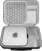Geekria Hard Travel Case, Compatible with Apple 2023/2020 Mac Mini Desktop and Fit for Magic Keyboard, Magic Mouse Carrying Case (Dark Gray)