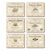 Country Kitchen Wine Labels Cinnamon Cork Backed Placemats Set 6