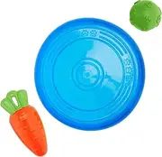 PSK PET MART Dog Toys (Set of 3) - Throwing Natural Latex Ball, Squeezy Carrot, and Super Flyer Frisbee | Interactive Play for Dogs & Puppies Colour May Vary