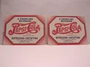 TWO VINTAGE PEPSI DOUBLE DOT BOTTLE LABELS - NOS - EXCELLENT