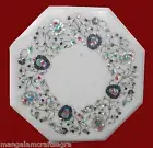 12" Marble Side End Table Top Paua Shell Floral Inlay Handmade Work Decor