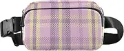 [miaozhen] Classical Checkered Peach Gray Trendy Waist Pack Crossbody Bag for small businessmen Multipurpose Bum Belt Bag with Adjustable Strap for Travel Vacation Running, classical checkered Peach gray, Modern