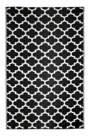 Outdoor Rug | Recycled Plastic Mat | Trellis Design | Reversible | Tangier Black