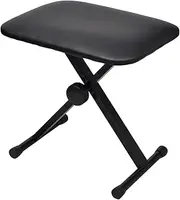 Adjustable Keyboard & Piano Stool Foldable - Height Adjustable Music Bench with 3 Settings, Sturdy Steel, Anti-Slip Rubber, Heavy-Duty X-Frame, Black - 40x29x(40-46) cm