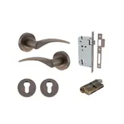 Iver Oxford Lever Handle on Round Rose Entrance Kit Key/Key