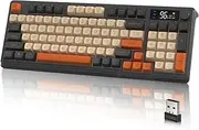 LexonElec M96 Wireless Gaming Keyboard,94-Key Layout with Multimedia Knob,2.4G/Wireless Dual-Mode,PBT Three-Color Ball Cap and Cool Colored Light, with LED Electronic Display for PC Gamers (Shimmer)