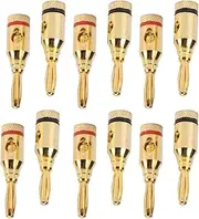 Banana Speaker Plug Connectors, 12PCS Gold Plated Aluminium Alloy Speaker Plugs, Easy Installation for Car, Black Red with Gold Plated Surface Treatment